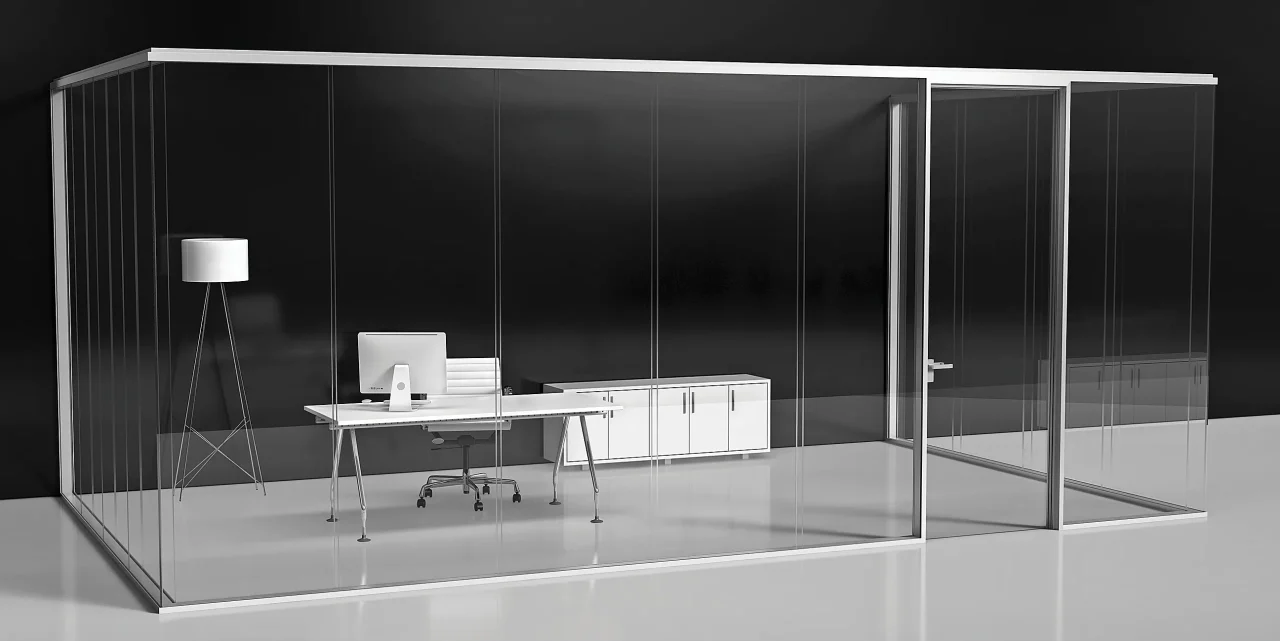 Cam cama çift cam ofis bölme sistemi